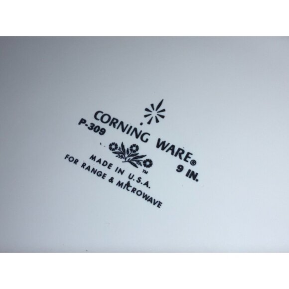 CorningWare P-309 9-Inch Round Pie Plate White & Blue Floral Baking Dish - Picture 4 of 6